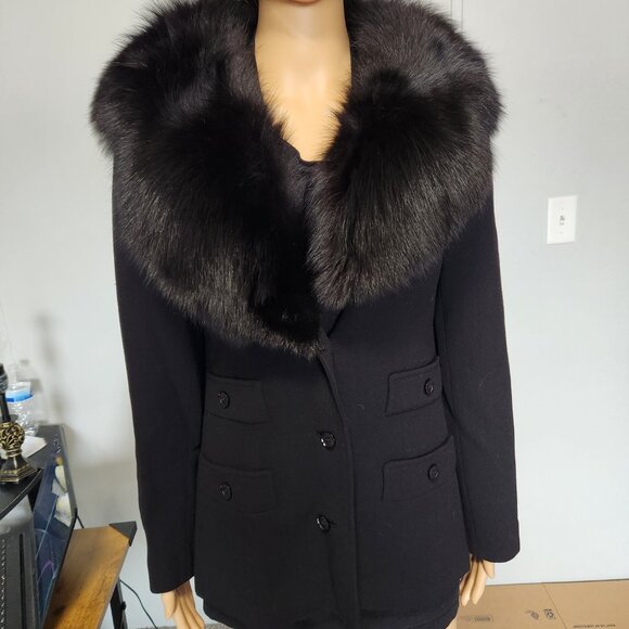 #714 Polyester blazer/jacket, fox fur - Picture 2 of 5